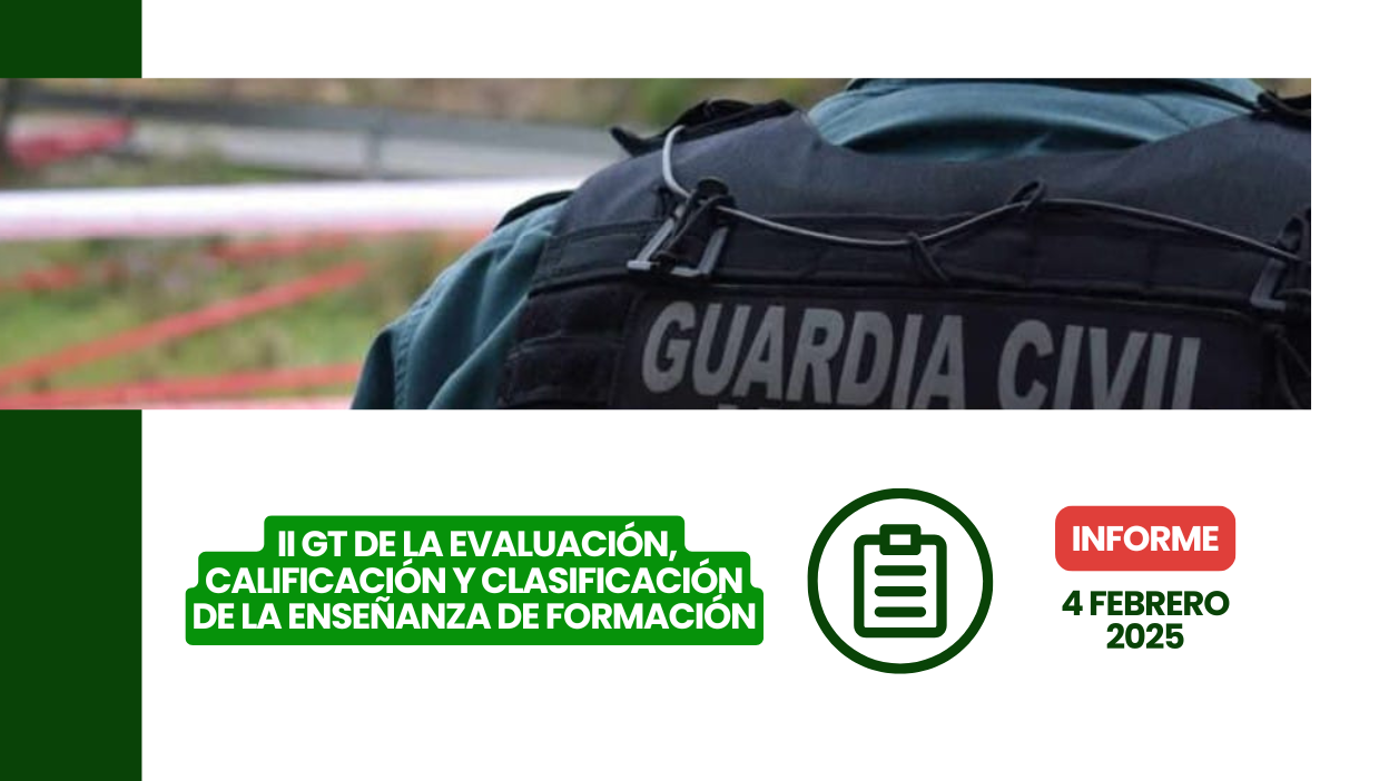 informe del II GT sobre evaluación y clasificación en la formación de la Guardia Civil.