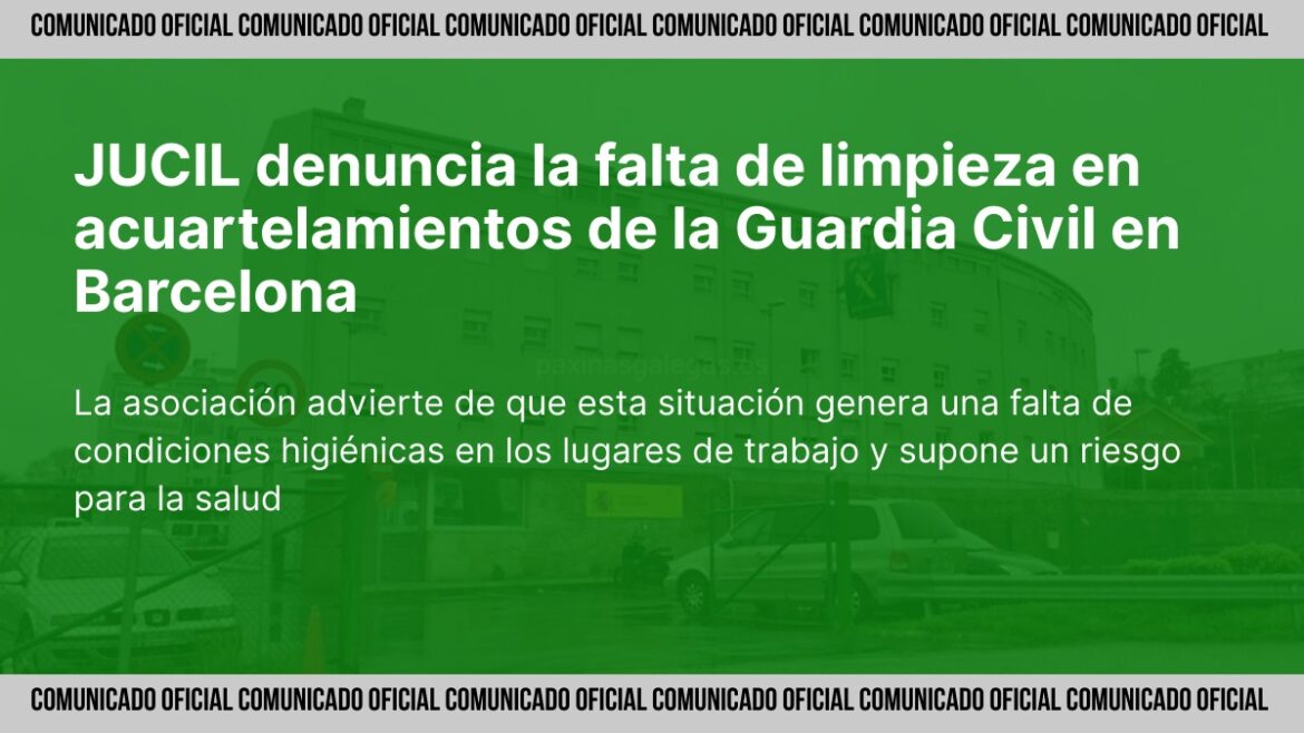 Protesta de JUCIL por la falta de limpieza en acuartelamientos de la Guardia Civil en Barcelona.