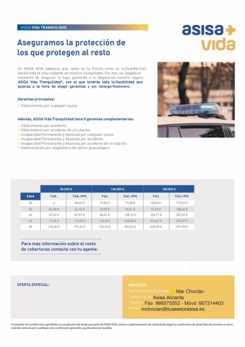 SEGURO ASISA VIDA PARA GUARDIA CIVIL